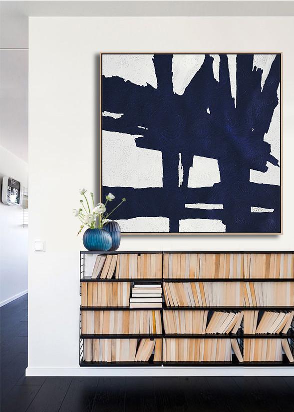 Navy Blue Minimalist Painting #NV302A - Click Image to Close